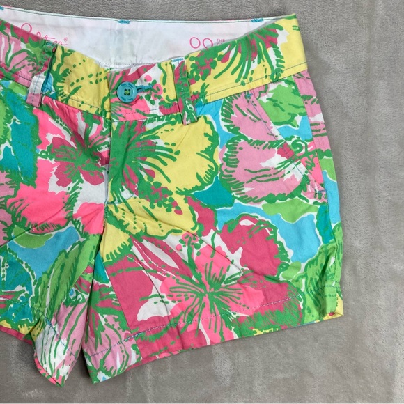 Lilly Pulitzer The Callahan Short Floral Green Pink Women's Sz 00 - Picture 3 of 14